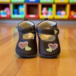 Baby Girl Shoes Heart Appliqued Brown Mary Jane Toddler Girl Cute‎ Shoes